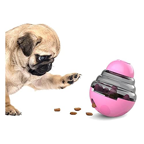 Pet Tumbler Leckerbällchen, interaktives Fresstraining für Katzen und Hunde, Puzzle, für langsames Fressen, Rosa von QZWGZ