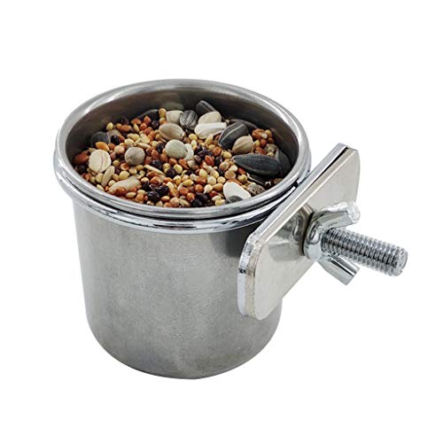 S/for M/L/XL Edelstahl Haustier Papagei Fütterung Trinkbecher Wasserkäfig Anti-Umsatz Hängende Schüssel Cup Vogelfutter Vogelfutterschale von Qaonsciug