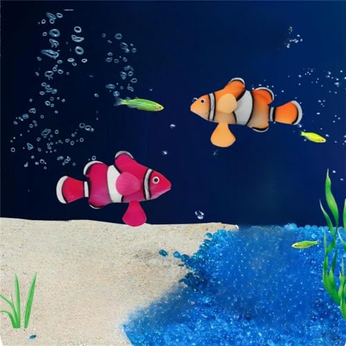 Qateruc 2 Stück Aquarium Schwimmen Goldfisch Dekor, Künstliche Fisch Tank Leuchtende Fische Ornament, Lebensecht, Lustig Aquarium Bunte Lebendige Fisch Landschaft Landschaft Landschaft (Clownfish) von Qateruc