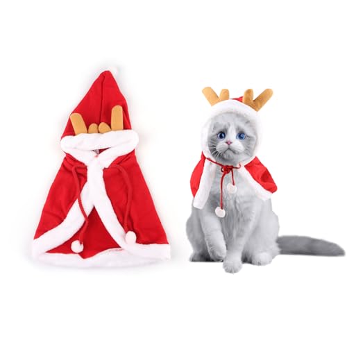 Haustier-Weihnachtsumhang, Weihnachts-Hundekostüm, Haustier-Umhang mit Nikolausmütze, Katze, Weihnachts-Kostüm, Hunde-/Katzen-Weihnachts-Kostüm, Haustier-Kapuzenpullover, Winterparty von Qaziuy