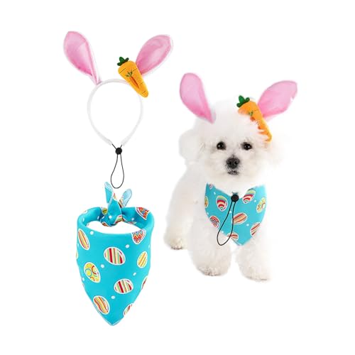 Hund Ostern Kostüm, Ostern Hund Bandana Hasenohren für Hunde Ostern Dreieck Schal Hund Häschen Kostüm Hund Ostern Outfit Ostergeschenke für Hunde von Qaziuy