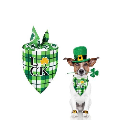 Hundehalstuch, Lucky Shamrock, Hundehalstuch, grünes Kleeblatt, Haustier-Schal, doppelseitiges Muster, verstellbar, St. Patrick's Day, Dreieck-Bandana, Kleeblatt, Haustier-Schal, Kostüm von Qaziuy