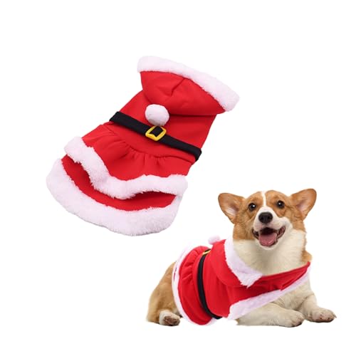 Weihnachts-Outfit für Hunde, Haustierkleidung, Katzen-Weihnachts-Kostüme, Weihnachtsmann, Haustier-Kapuzenmantel für kleine, mittelgroße Hunde, Katzen (M) von Qaziuy