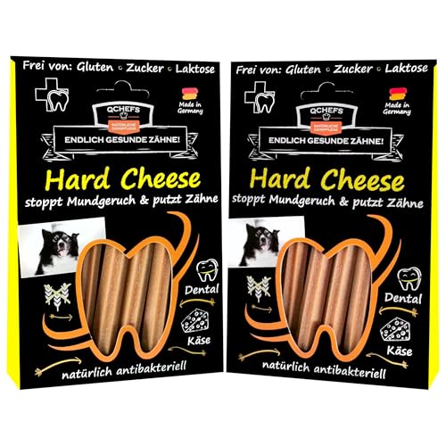 QCHEFS 2X Hard Cheese 4 Kauknochen für kleine Hunde und Welpen, Natürlich antibakterielle Zahnpflege - Veggi Bully Stick- bei Mundgeruch & Zahnstein von Qchefs