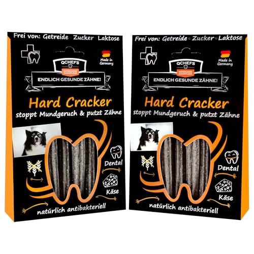 QCHEFS Hard Cracker: Zahnpflege als semiharter Kauknochen für kleine Hunde und Welpen zum Knabbern im Hundekörbchen mit Vitaminen (2er Pack) von Qchefs