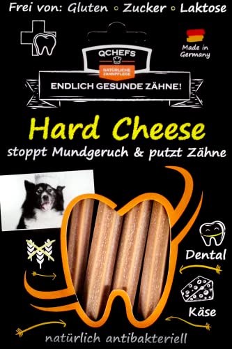 QCHEFS Hard Cheese 4 Kauknochen für kleine Hunde und Welpen, Natürlich antibakterielle Zahnpflege - Veggi Bully Stick- bei Mundgeruch & Zahnstein von Qchefs