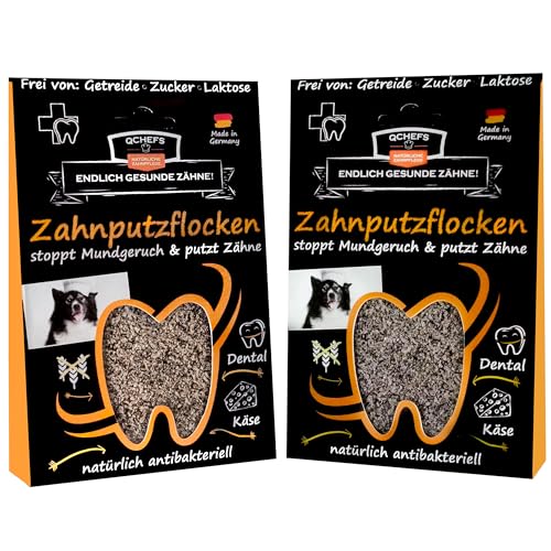 QCHEFS 2er Pack Zahnputzflocken für große Hunde - 1 Monat Zahnpflege Hund, ohne Dentalspray für Hunde von Qchefs