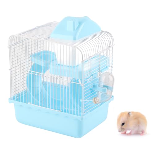 2-stöckiger Hamsterkäfig, Großer Raum, Hohes Fahrgestell, Tragbarer Mauskäfig, Hamster-Lebensraum, Haus, Hamsterburg für Kleine Tiere, Haustiere, Meerschweinchen, Kaninchen, (Blue) von Qcwwy