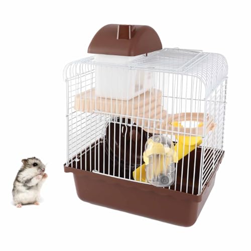 2-stöckiger Hamsterkäfig, Großer Raum, Hohes Fahrgestell, Tragbarer Mauskäfig, Hamster-Lebensraum, Haus, Hamsterburg für Kleine Tiere, Haustiere, Meerschweinchen, Kaninchen, von Qcwwy