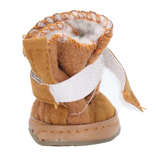 Qcwwy 4 Stück Kleine Hunde-Haustierstiefel, Weich, Verstellbar, Pfotenschutz, Winter-Schneestiefel für den Innen- und Außenbereich (Khaki) von Qcwwy