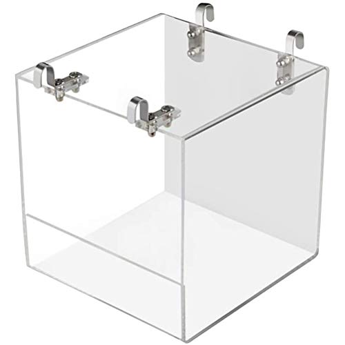 Acryl-Vogelbadewanne, Duschbox mit Metallhaken für Vögel Im Käfig (Transparente Farbe L) von Qcwwy