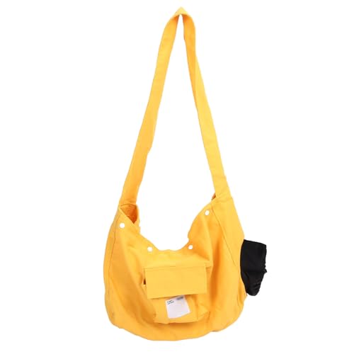 Atmungsaktive Canvas-Umhängetasche für Haustiere, Vielseitiger Handrucksack, Ideal für Sommerreisen, Stilvolles Design, Geeignet für Katzen und Hunde (Yellow) von Qcwwy