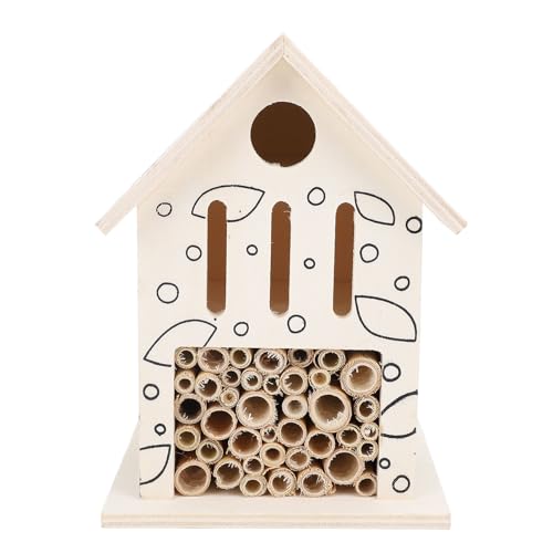 Bienenstockbox, 3,9 X 3,9 X 6,1 Zoll, Bienenstockwerkzeug, Gartenbienenhaus mit Hohlrohren für Bienenbestäuber, Stabile Konstruktion, Bienenhotel, Holzkiste für von Qcwwy