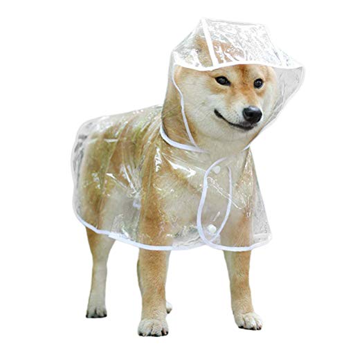 Qcwwy Hund Regenmantel, Transparenter Haustier Regenmantel Umfassender Schutz Haustier Regen Mantel Biss Resistent Haustier Regen Poncho für Golden Retriever Samoyed Schnauzer (White) von Qcwwy