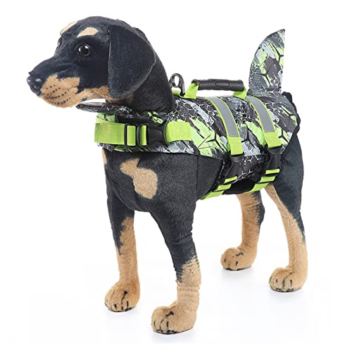 Qcwwy Hunde-Schwimmweste, Hunde-Schwimmweste mit überlegenem Auftrieb, Hunde-Schwimmweste für Bootfahren, Hunde-Rettungsring, Verstellbare Schützende Schwimm-Schwimmweste für Hunde mit (L) von Qcwwy