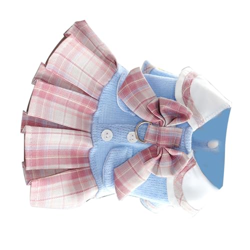 Hundebekleidung, Rock, Hundekleidung, Bequemes Material, Einzigartiges Design für die Frühlings- und Herbstsaison, JK Plaid Dog Dress Puppy (PINK L) von Qcwwy