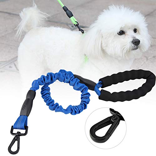 Qcwwy Hundehalsbänder, Leinen, 2,46 Fuß Länge, Weiche und Verbreiternde Griffe, Elastisches Design, Clip-Haken Zum Gehen, Laufen oder Training, Starkes Seil für Hunde, Elastisch (Blue) von Qcwwy