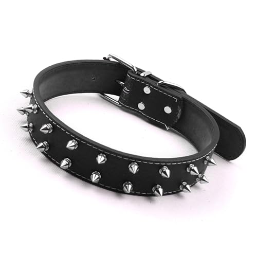 Hundehalsband im Punk-Stil, Punk-Stil, PU-Weiden-Nagelhalsband, mittelgroß, Hunde-spezifisches Halsband, Halskette, Hundehalsband, Nieten, Hundehalsband (schwarz) von Qcwwy