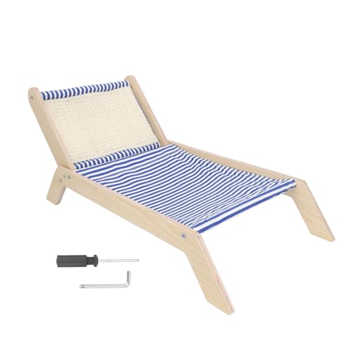 Qcwwy Katzen-Strandstuhl mit Kratzbaum aus Holz und Kokosnuss-Ständer, Hochwertiges Sisal-Material, Lustiges Katzenbett für Unterhaltung Im Innenbereich von Qcwwy