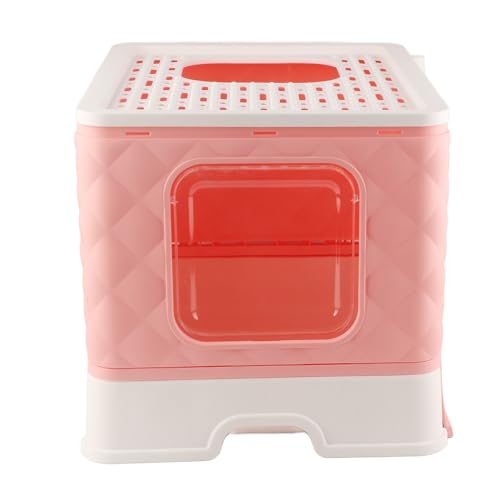 Katzenkäfig-Öffnungsdesign, Bequem Zum Waschen von Katzenstreu, Katzenschublade, Toilettenbox, Starke Tragfähigkeit, Halbgeschlossene Katzentoilette, Katzentoilette, Doppelt (PINK) von Qcwwy