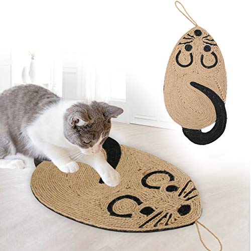 Kratzmatte für Katzen aus Sisal mit Mausform Zum Krallenschleifen – 1 Matte Zum Spielen und Schlafen von Haustieren – Ideal für Katzenbesitzer von Qcwwy