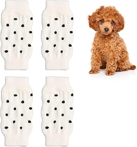 Qcwwy 4 Stück Hunde-Ellenbogenschutz, elastischer Haustier-Bein-Hock-Protektor Warmer Hund-Hock-Cover Haustier-Bein-Ärmel gestrickte Haustier-Beinwärmer Bein-Stütz-Wrap-Protektoren L von Qcwwy