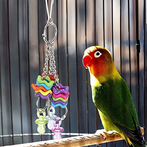 Qcwwy Bissfestes Spielzeug für Papageien aus Kunststoff Zum Kauen und Beißen mit Haken Zum Aufhängen, Geeignet für Kleine und Mittelgroße Vögel – Farbenfrohes Vogelkäfig-Zubehör von Qcwwy