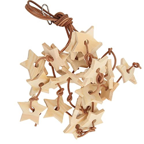 Qcwwy Buntes Vogel-Holzstern-Spielzeug, Holzsterne, Kauspielzeug, Käfig, Zum Aufhängen, Rindsleder, Seil, Kleiner Stern, Vogelspielzeug, Leicht, Angenehm für Kleine Vögel, die Spielen (Primärfarbe) von Qcwwy