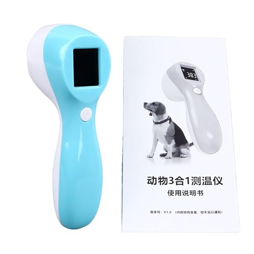 Qcwwy Haustier-Thermometer, Hundethermometer, Berührungsloses Digitales Haustier-Thermometer für Hunde, Schnelles Digitales Veterinär-Thermometer, 3-in-1-Tierthermometer für Haustiere, von Qcwwy