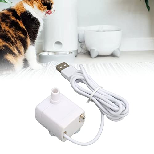 Qcwwy Haustier-Trinkbrunnenpumpe, Ersatzpumpe für Haustier-Trinkbrunnen, Mini-Katzen-Wasserspenderpumpe, Leise, Verhindert Trockenbrennen, USB-betriebener Bürstenloser Gleichstrommotor von Qcwwy