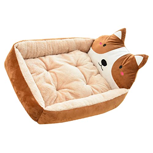 Qcwwy Hunde Cartoon Hunde Bett Winter Warmes Bett Waschbarer Haustier Zwinger Bett Hunde Katzen Haustiere Alle Jahreszeiten Rechteck Haustierbetten Süßes Hundebett für Große Hunde (Ca. von Qcwwy