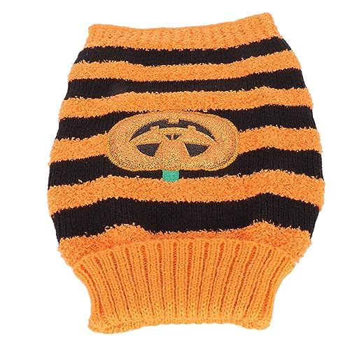 Qcwwy Hunde-Halloween-Kostüme, Weicher, Dehnbarer, Kürbisgestreifter Hundepullover, Herbst-Winter-Rollkragenpullover, Gestrickt, Warme Welpenkleidung, Outfits, Haustierpullover, (M) von Qcwwy