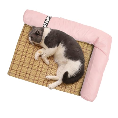Qcwwy Hundekühlbett, Tragbares, Leichtes Canvas-Material, Bequeme und Gesundheitsfördernde Schlafmatte für Haustiere für die Sommersaison (Rosa) von Qcwwy