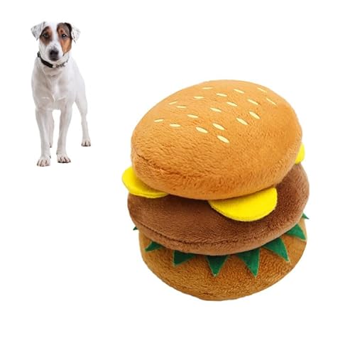 Qcwwy Hundespielzeug, Modelliert Niedliches Burger-Aussehen, Hundeplüsch, Quietschendes Spielzeug, Ungiftig, Harmloses Plüschmaterial, Ausgestopftes Hundespielzeug Zum Beißen und von Qcwwy