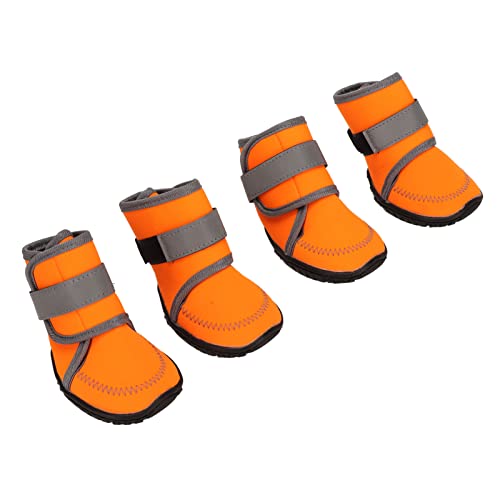 Qcwwy Hundestiefel, 4 wasserdichte Hundeschuhe FüR den AußEnbereich, Hunde-Regenstiefel mit Rutschfester Sohle, Reflektierende Riemen, Outdoor-Hundewanderschuhe FüR Mittelgroße und Große Hunde (M) von Qcwwy