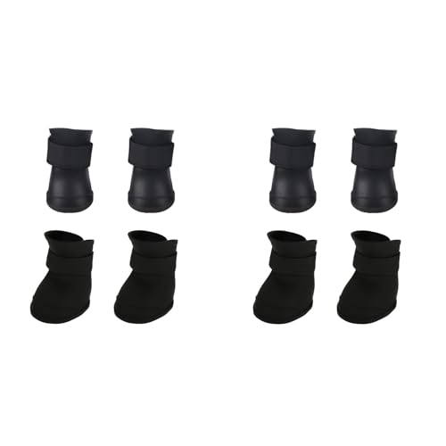 Qcwwy Hundestiefel, 8 Stück, Tragbar, Premium-Silikon, Niedlich, rutschfest, Regenschuhe, Schützend, mit Verstellbaren Riemen (M schwarz) von Qcwwy