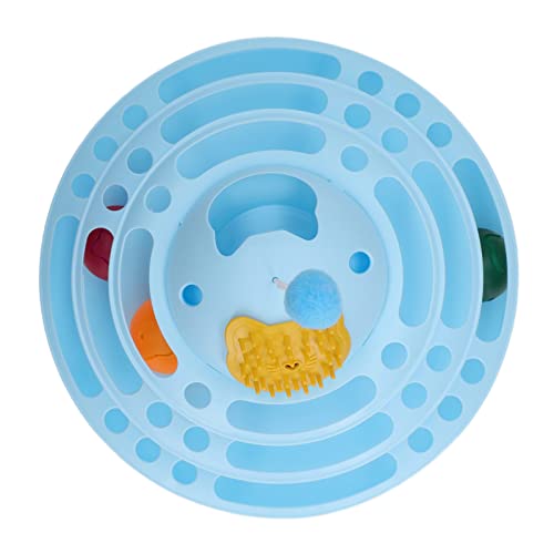 Qcwwy Katzen-Drehteller-Ballspielzeug, Interaktives Kätzchenturm-Rollenspielzeug für Mehrere Katzen, Umweltfreundliches Material (Blue) von Qcwwy