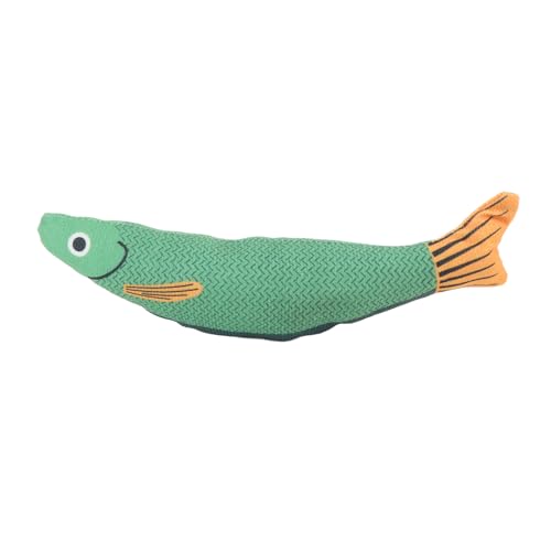 Qcwwy Katzenspielzeug Saury Fisch, Katzenkissen Katzenminzen -Soundspielzeug Kätzchen Catnip Toy Indoor Kitty Übung Interaktives Unterhaltsames Spielzeug Interessante Innenkatze (Green) von Qcwwy