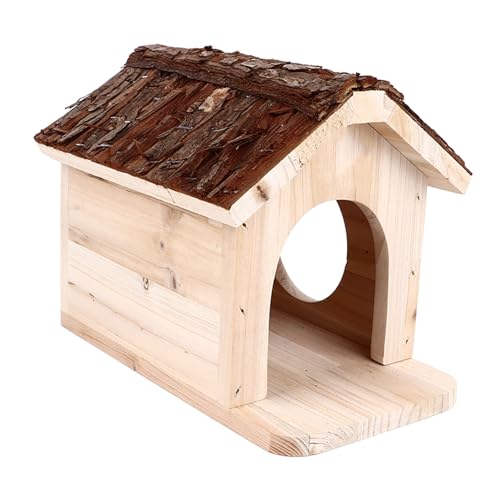 Qcwwy Kleines Haustier-Spielzeughaus, Hamster-Holzhaus, Handgefertigt, Großer Raum, Kleintier-Versteck, Hütte, Holz-Hamsterhaus, Kleine Haustiere, Waldhaus, Lebensräume, Dekoration für von Qcwwy