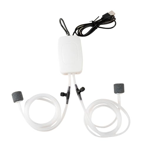 Qcwwy Leise Aquarium-Luftpumpe, Aquarium, Elektrische Luftpumpe, Aquarium-Belüfter mit Zubehör, USB, Tragbar, Leise, Mini-Aquarium-Luftpumpe, Verstellbarer Aquarium-Belüfter für von Qcwwy