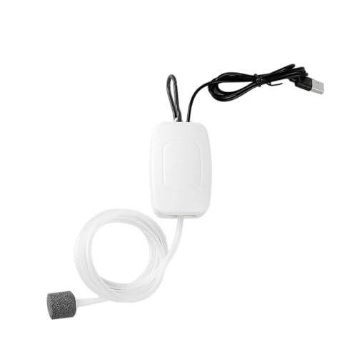 Qcwwy Leise Aquarium-Luftpumpe, Aquarium, Elektrische Luftpumpe, Aquarium-Belüfter mit Zubehör, USB, Tragbar, Leise, Mini-Aquarium-Luftpumpe, Verstellbarer Aquarium-Belüfter für von Qcwwy