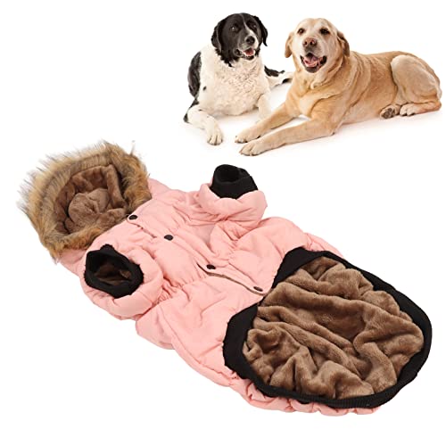 Qcwwy Warmes Hundekostüm, Herbst-Winter-Verdickungsmantel für Hunde und Katzen, Plüschmantel, Warmer Kapuzenpullover für Haustiere, Kaltes Wetter, Gepolsterte Kleidung für Mittelgroße und Große Hunde von Qcwwy