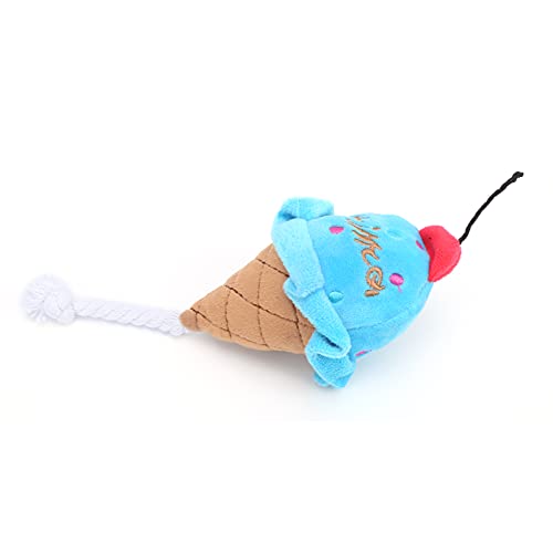 Qcwwy Weiches gefülltes Plüsch-Eiscreme-Spielzeug für Welpen mit exquisitem Design, quietschendes Kauspielzeug für Haustiere (Eiscremeblau) von Qcwwy