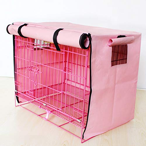 Qcwwy Wind Dichte Haustier Katze Kaninchen Hunde Kiste Abdeckung Atmungsaktive wasserdichte Vier Jahreszeiten Käfige Abdeckung Hunde Kiste für Einzelne Tür Draht Hunde Kiste Polyester (Rosa2) von Qcwwy