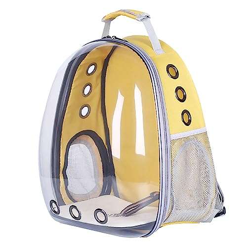 Rucksack für Haustiere, Tragetasche für Katzen, mit transparentem und atmungsaktivem Fenster, seitlich offen, für Reisen, Wandern, Material ABS und PC, Gelb Rucksack für Haustiere, Tragetasche für Katzen, mit transparentem und atmungsaktivem Fenster, seitlich offen, für Reisen, Wandern, Material ABS und PC, Gelb von Qcwwy