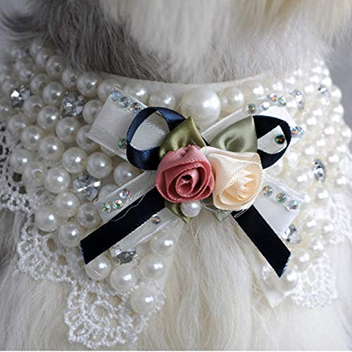 Schönes Perlenblumen-Halsband für Hunde, Verstellbare Fliege, für Kleine und Mittelgroße Hunde, Bequemes Polyester-Material, Tägliche Party-Dekoration, Tragen für Attraktive von Qcwwy