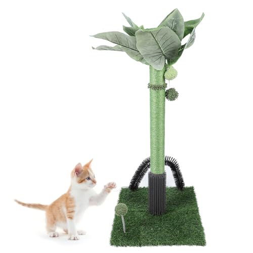 Sisal-Katzenkratzbäume, 29,5 Zoll Hoher Katzenkratzbaum mit Selbstpflege und Spielball Zur Vermeidung von Möbelschäden (Green) von Qcwwy