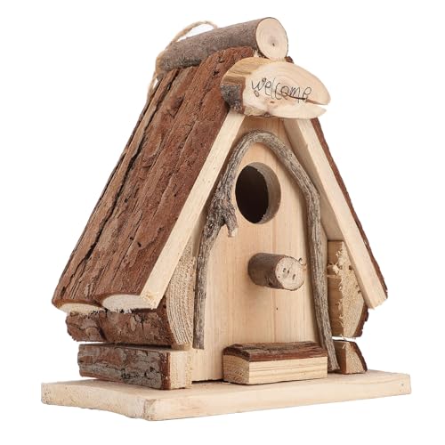 Vogelhäuser Zum Aufhängen Im Freien, Kreatives Hängendes Vogelhaus aus Holz mit Aufhängeschnüren, Rustikale Holzscheune, Garten-Vogelhaus, Vogelhaus-Dekoration für Garten, von Qcwwy