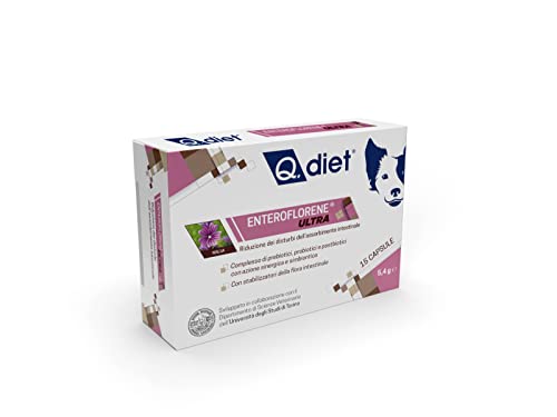 Probiotika für Hunde | Q.Diet Enteroflorene® Ultra Probiotisches Verdauungsergänzungsmittel für Hunde 15 Kapseln | fördert ein optimales gastrointestinales Wohlbefinden und stabilisiert die Darmflora von Qdiet