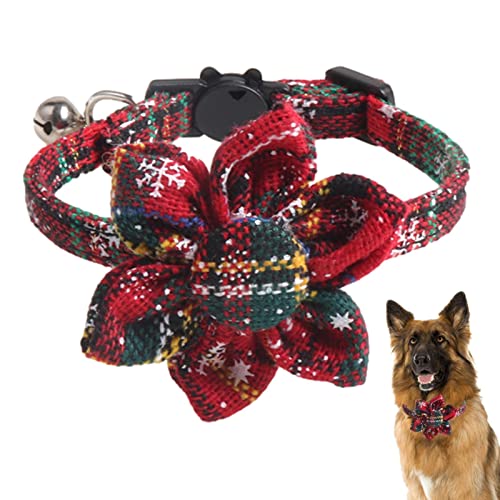 Qeepucak Weihnachten Haustierhalsband - Kariertes Schneeflocken verstellbares Weihnachtshalsband | Niedliches Hundehalsband mit Weihnachtsschleifen für Versammlungen, Karneval, Partys, Feiertage von Qeepucak